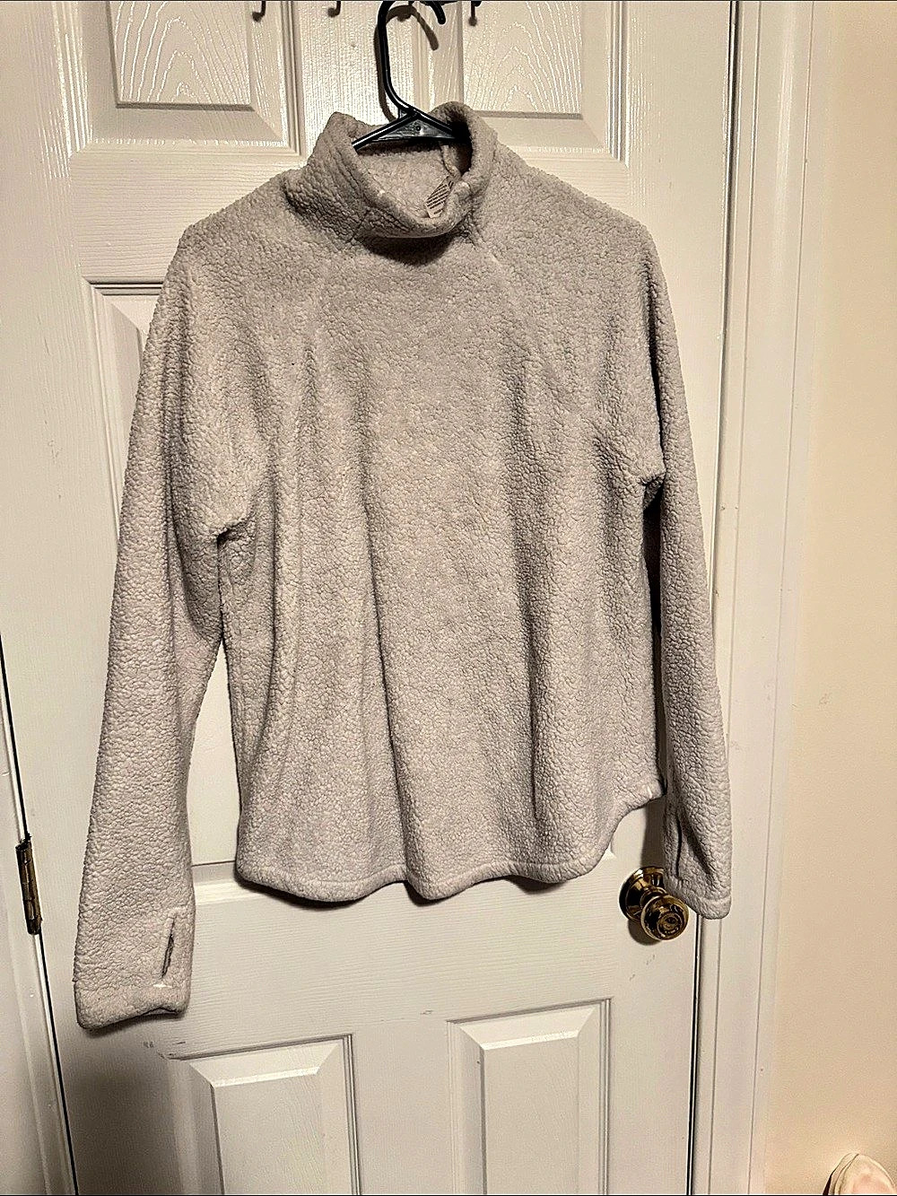 JOY LAB Fleece Mock Neck Top in Gray Medium
